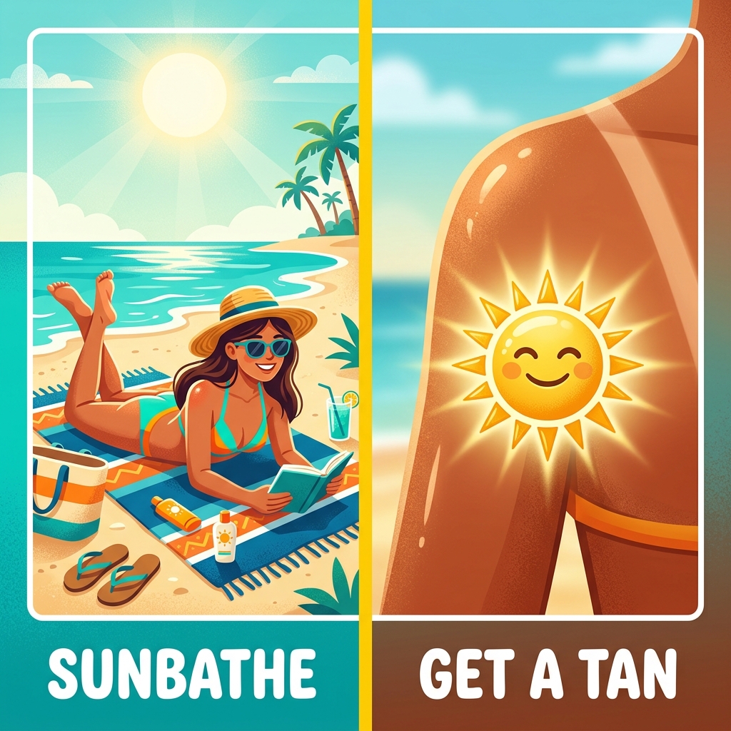 sunbathe tan illustration